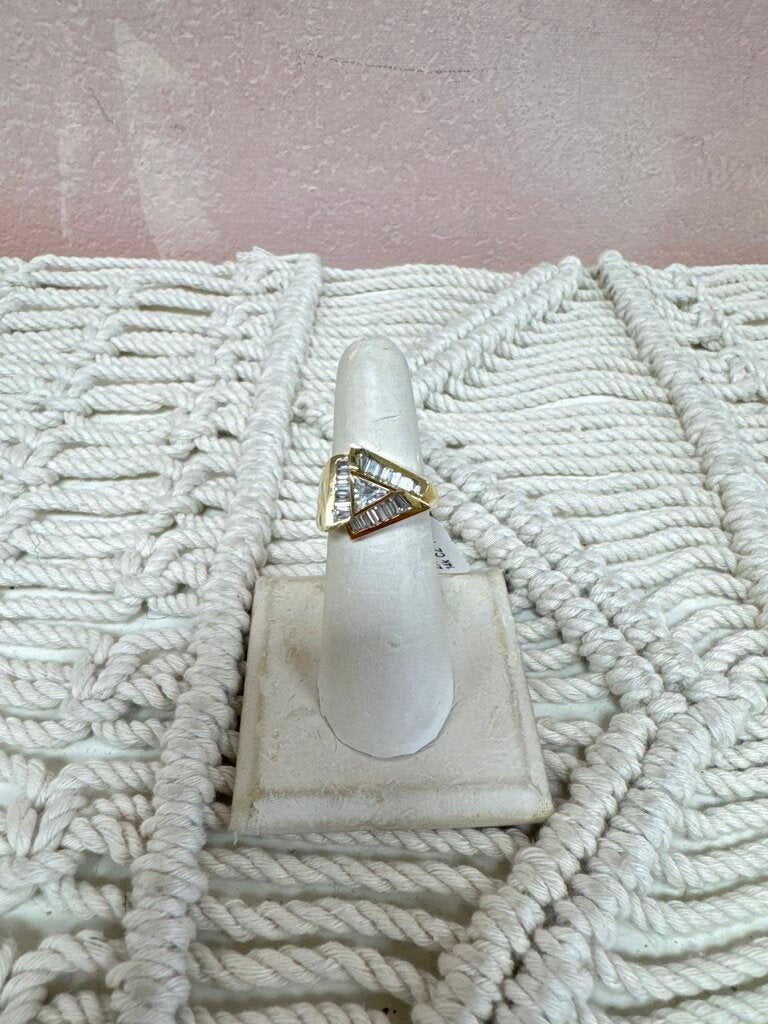 14k CZ Triangle Ring