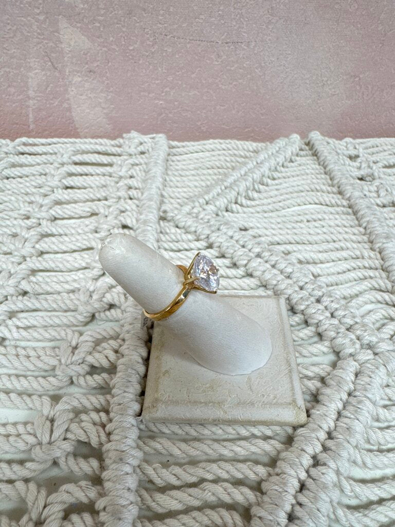 14k CZ Solitaire Ring