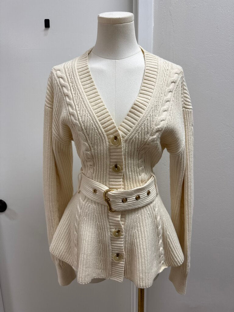 Maeve Ecru Cable Knit Cardigan