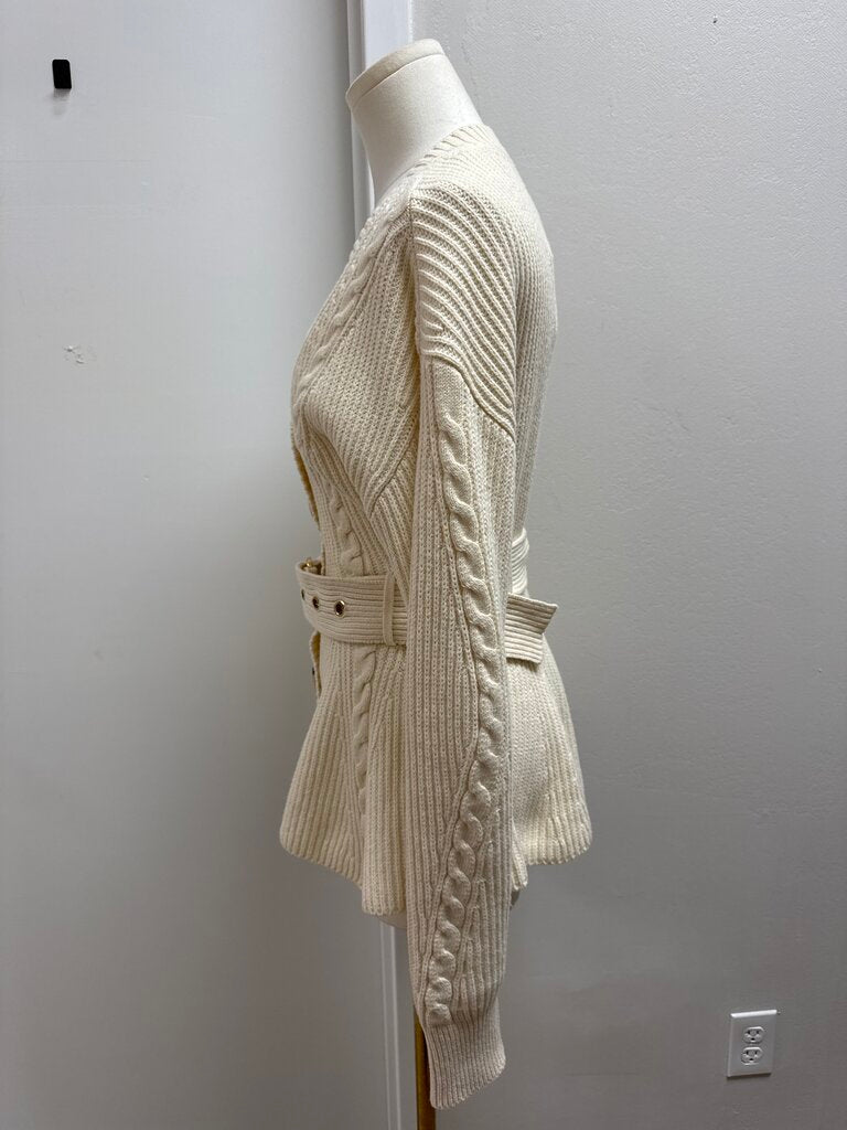 Maeve Ecru Cable Knit Cardigan