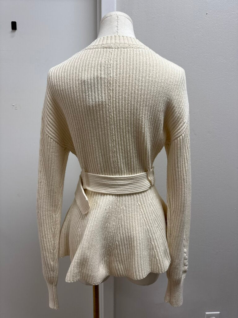Maeve Ecru Cable Knit Cardigan