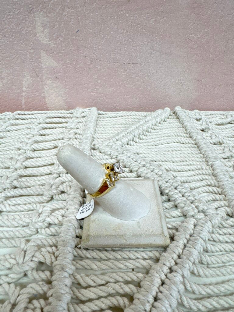 14k and CZ Square Cut and Baguette Ring