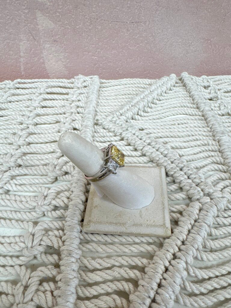 14k Yellow CZ Princess Cocktail Ring