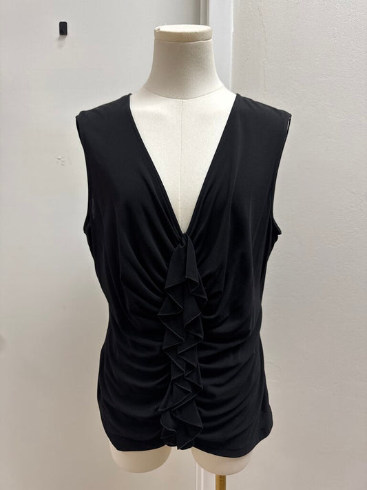 Lafayette 148 Black Ruffle Shell NWT