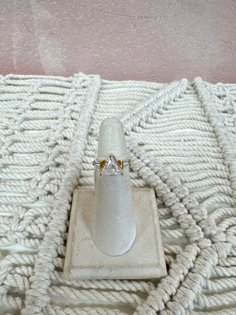 14k CZ Triangle Ring