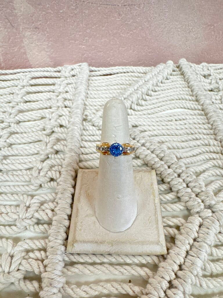 14k CZ and Blue Stone Ring