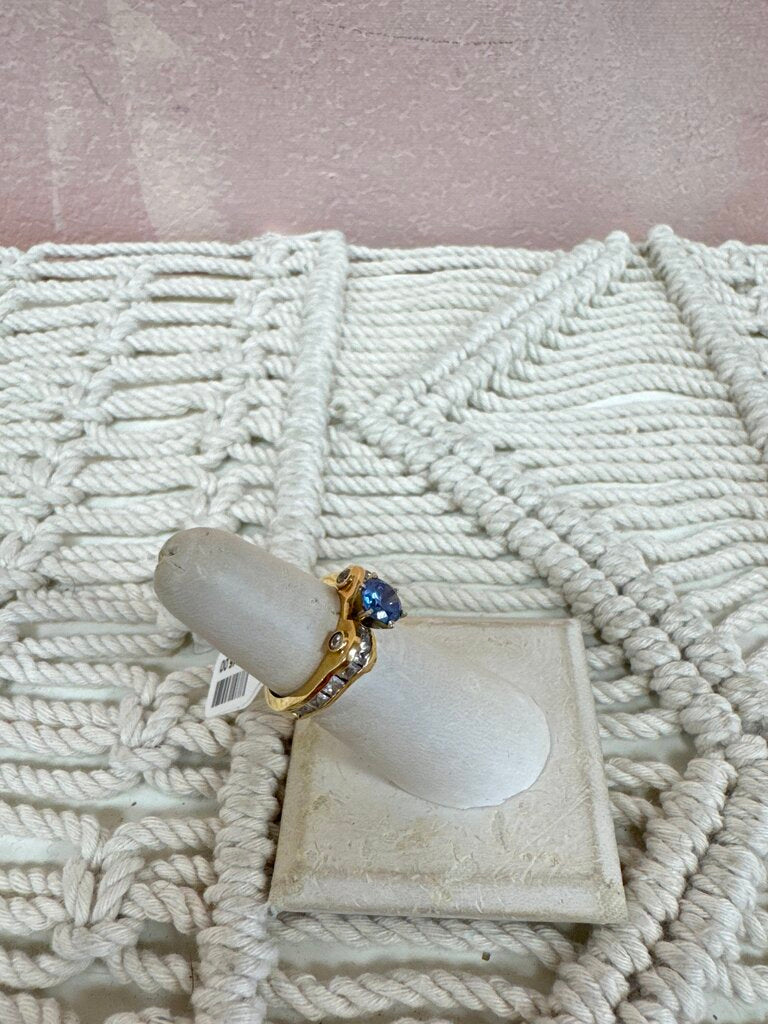 14k CZ and Blue Stone Ring