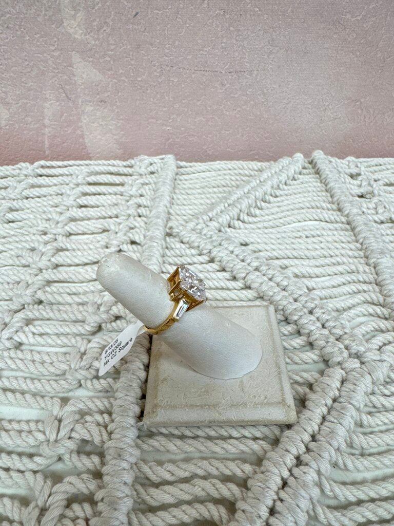 14k CZ Square Ring
