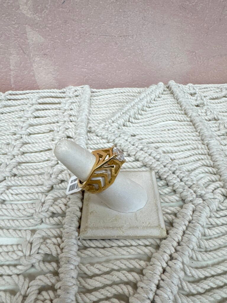 14k CZ Square Dome Ring