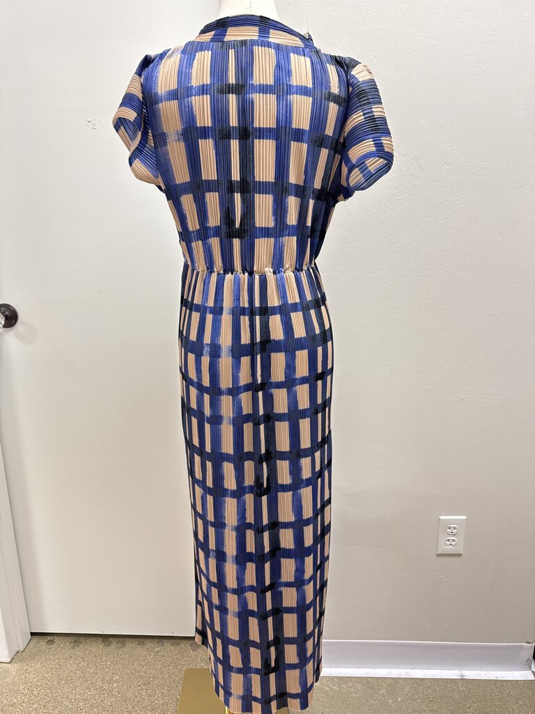 Bitte Kai Rand Blue Plaid Pleated Maxi Dress