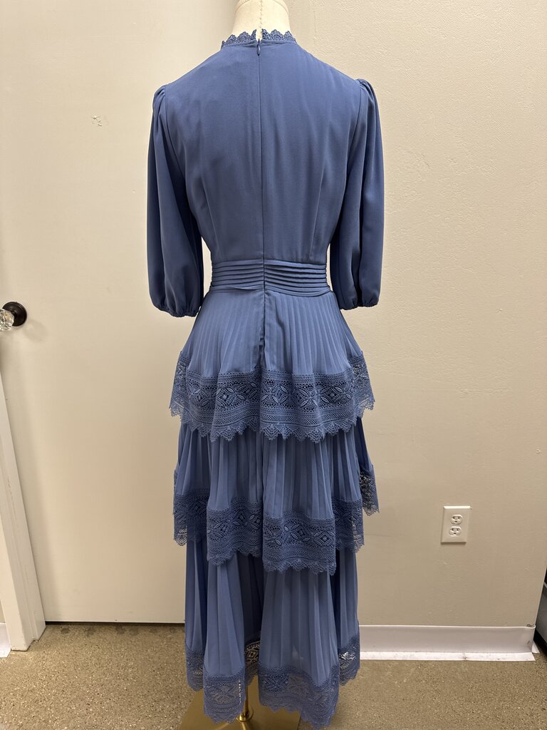 Ellie Makir Periwinkle Pleated Maxi Dress