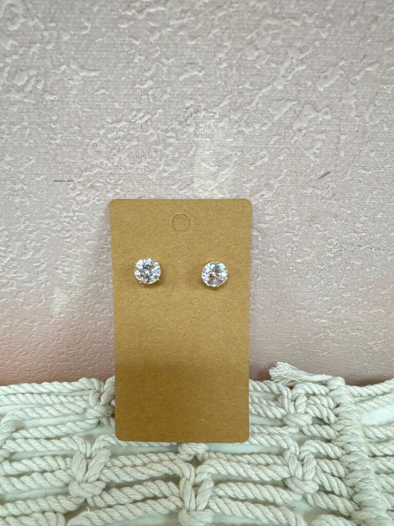 14k CZ Solitaire Stud Earring