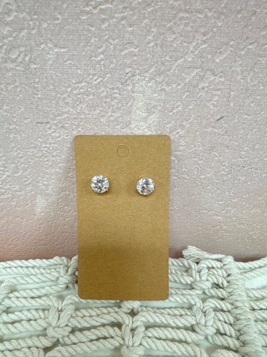 14k CZ Solitaire Stud Earring