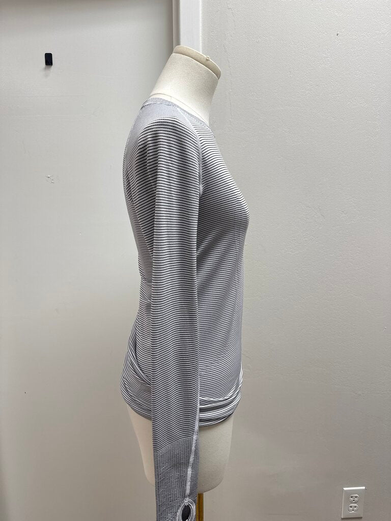 Lululemon White and Striped Tee