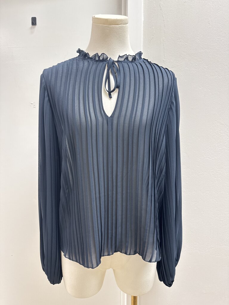 Frame Blue Pleated Blouse