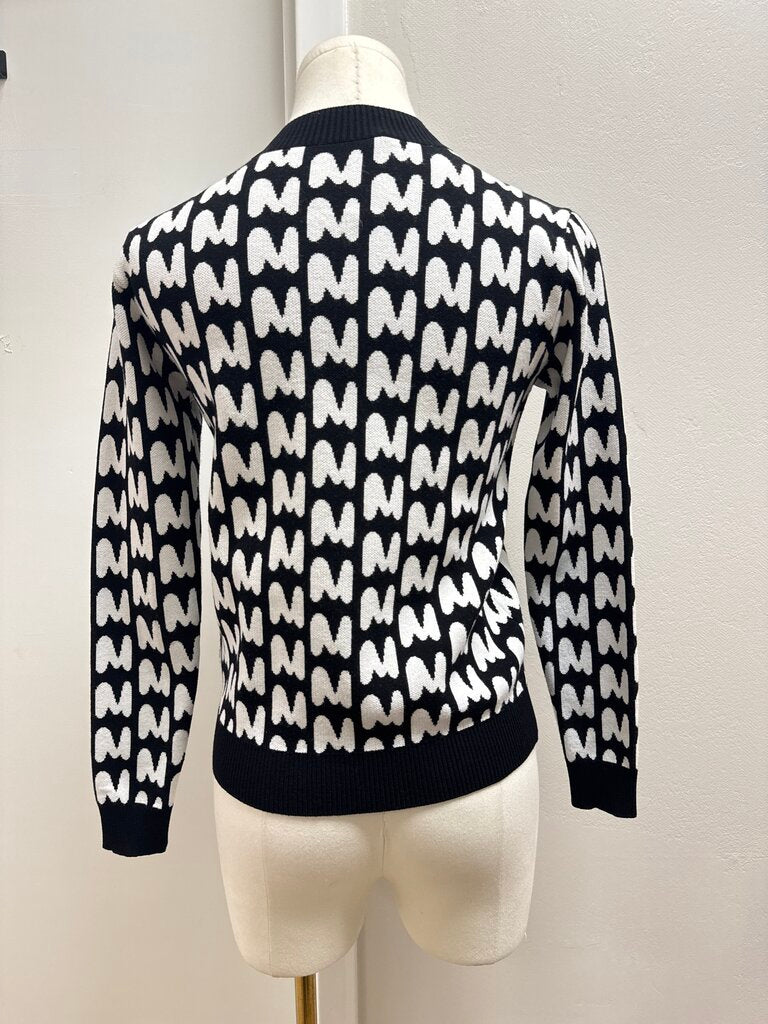 MSGM Black and White Logo Sweater