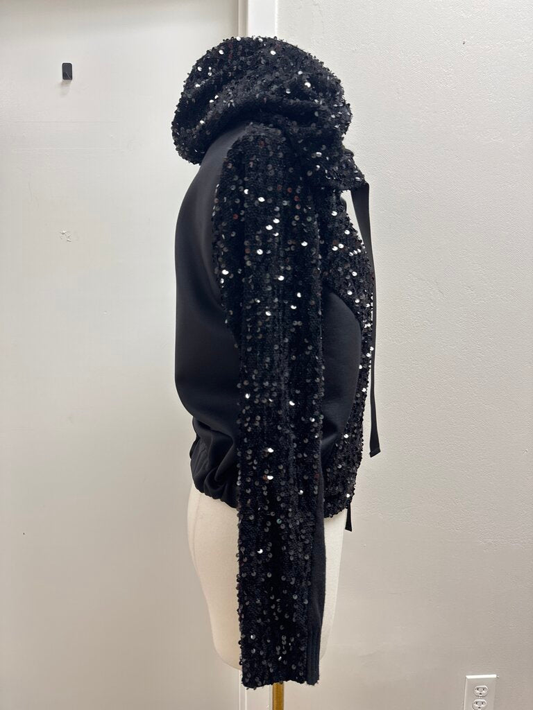 Tricot Black Sequin Zip Up Jacket