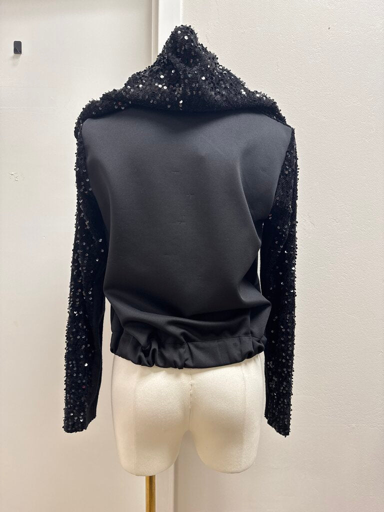 Tricot Black Sequin Zip Up Jacket