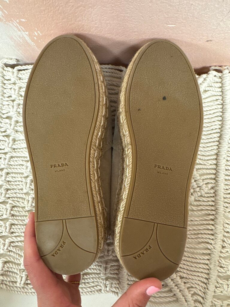 Prada Tan Suede Platform Espadrille NWT