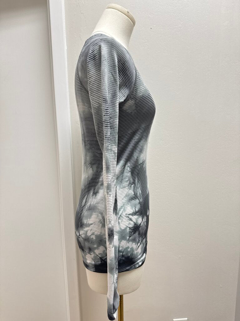 Lululemon Grey Striped Logo Tee