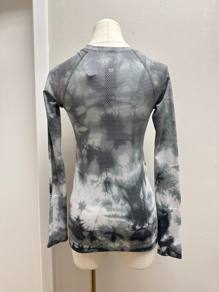 Lululemon Grey Striped Logo Tee