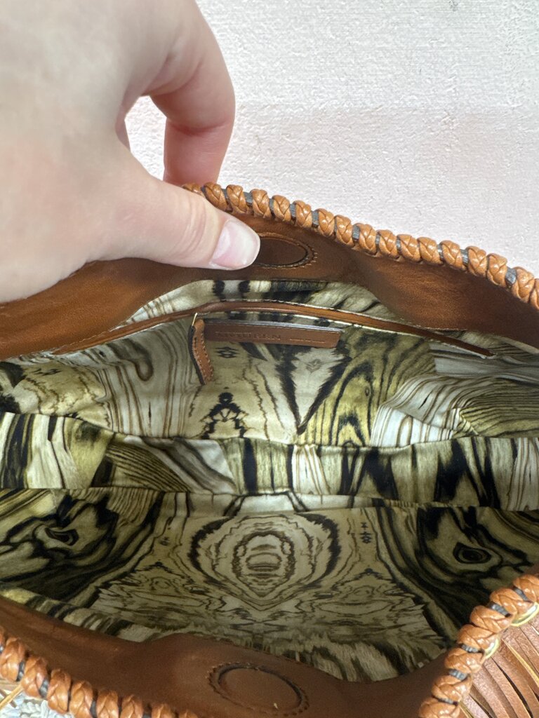 McQueen Brown Fringe Wishbone Hobo