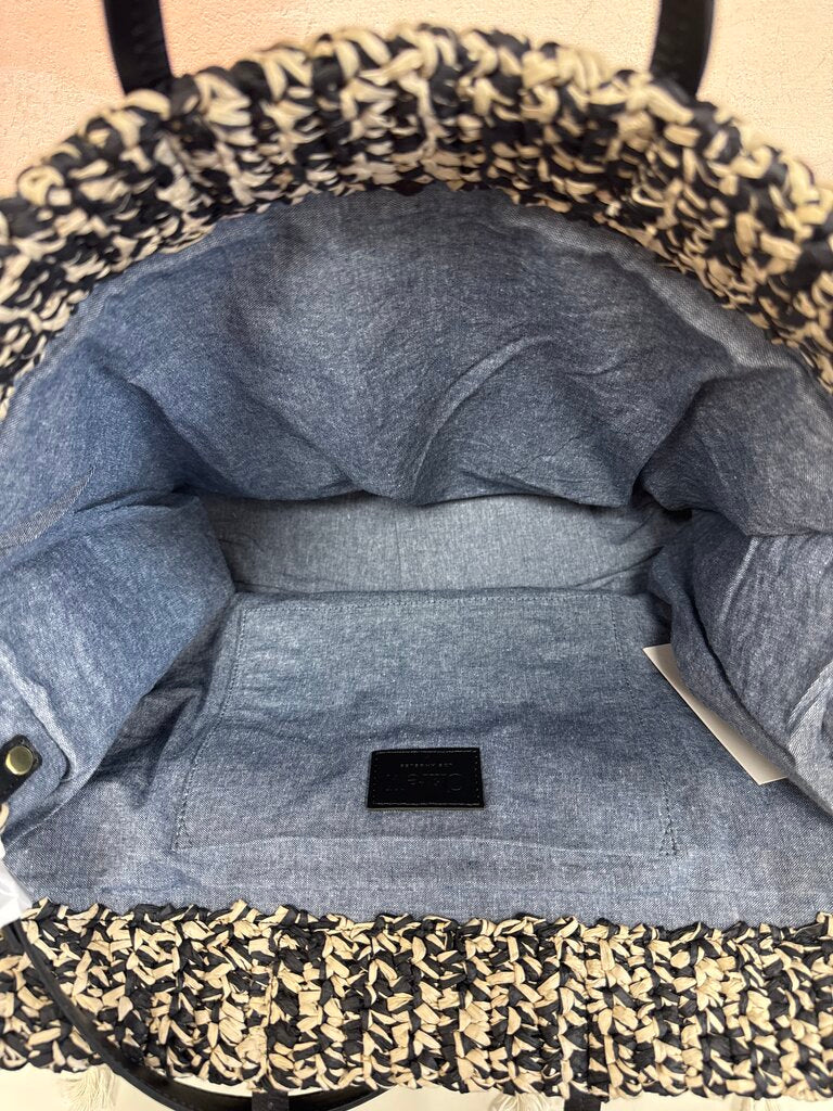 Clare V Black and Cream Woven Tote NWT