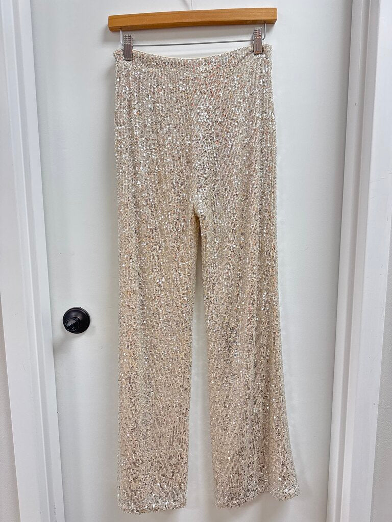 Pookie & Sebastian Silver Sequin Trouser