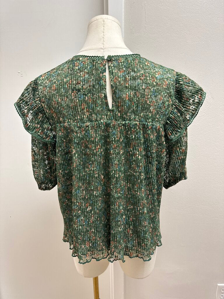 Porridge Green Floral Smocked Blouse