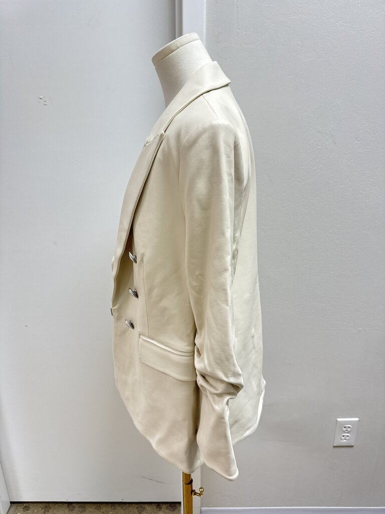 Veronica Beard Ecru Faux Leather Blazer