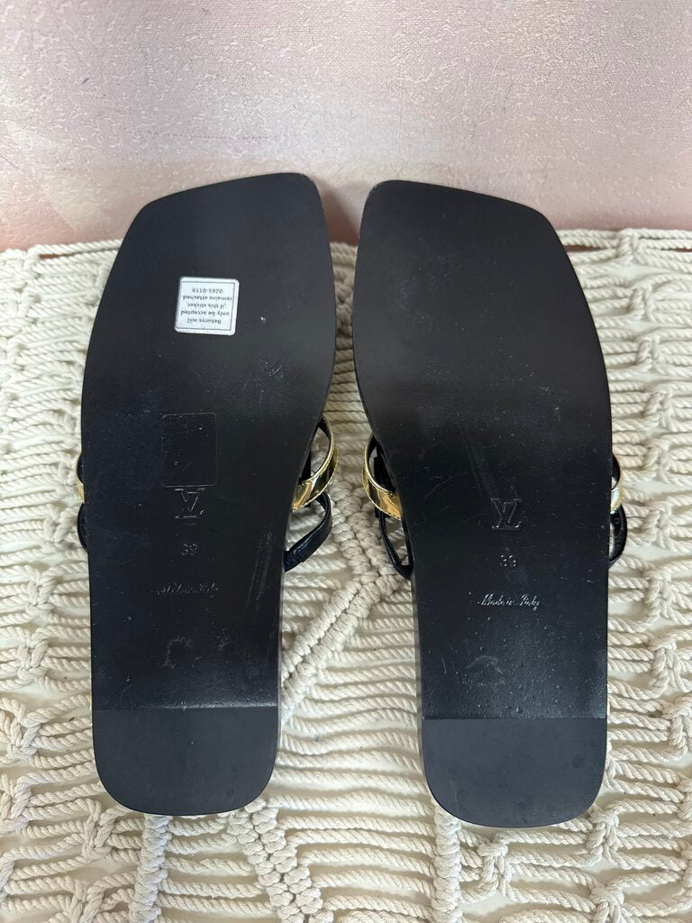 Louis Vuitton Black Peplum Gladiator Sandal w/Dustbags