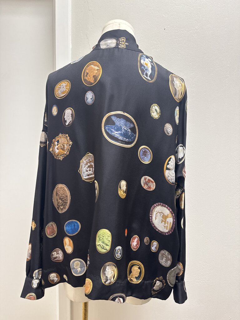 Libertine Black Cameo Silk Tie Front Blouse