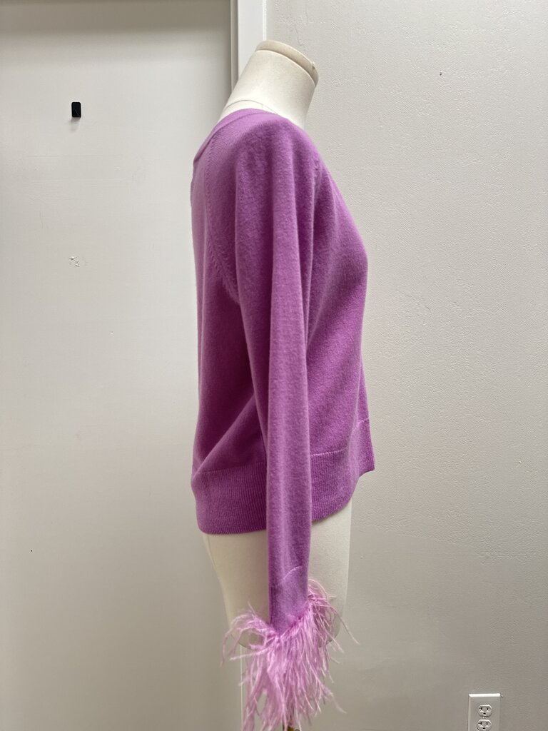 Milly Lilac Feather Trim Sweater