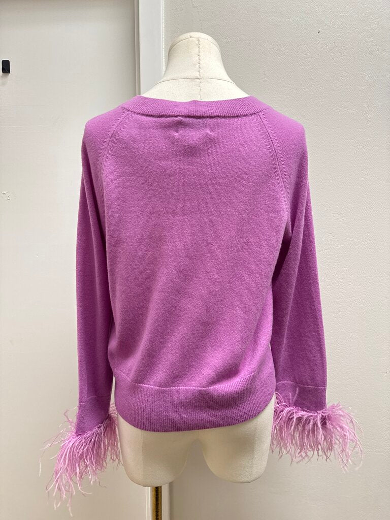 Milly Lilac Feather Trim Sweater