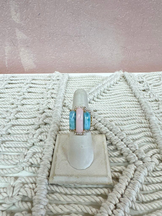Sterling Pink and Blue Stone Ring