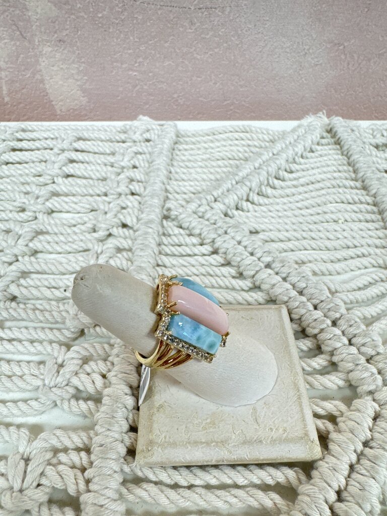 Sterling Pink and Blue Stone Ring
