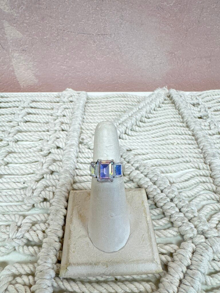 Sterling and Iridescent Stone Ring