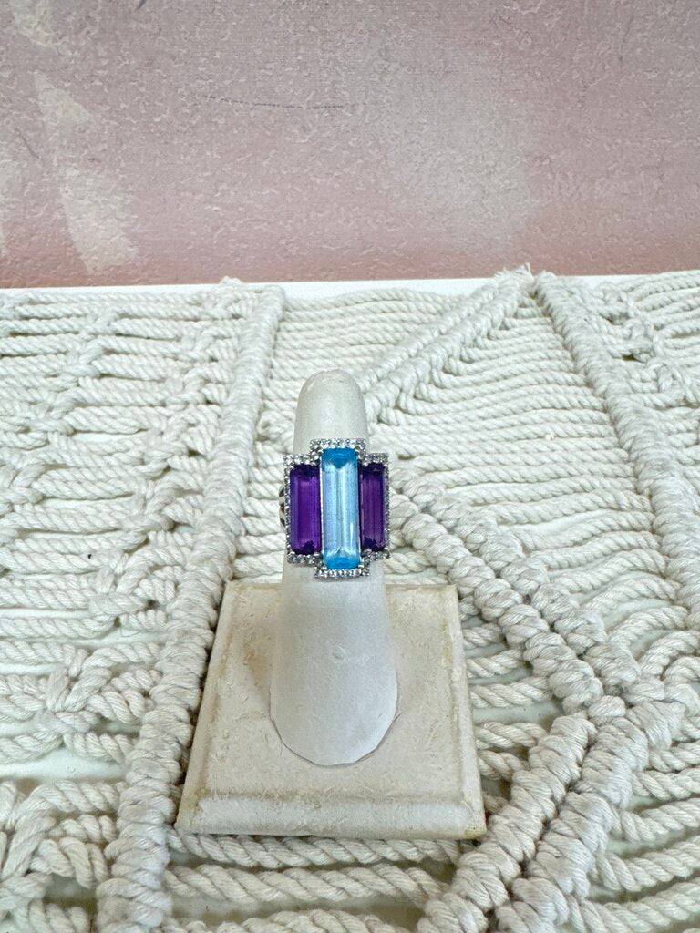 Sterling Purple and Blue Stone Ring