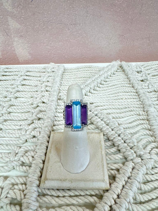 Sterling Purple and Blue Stone Ring