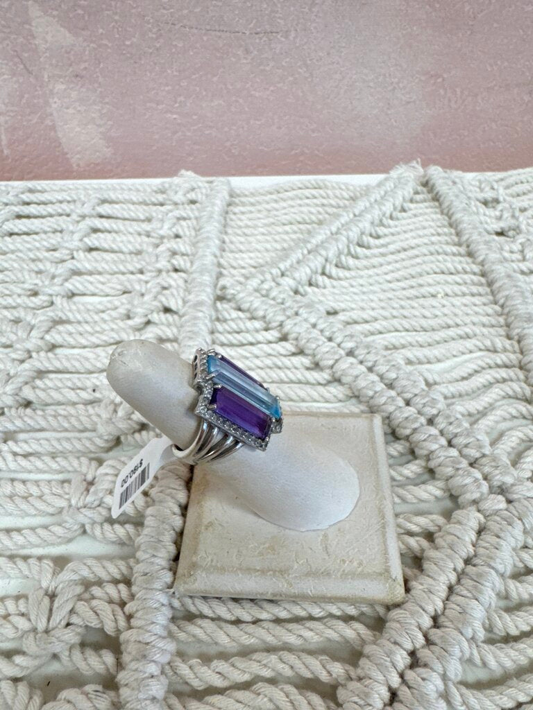 Sterling Purple and Blue Stone Ring