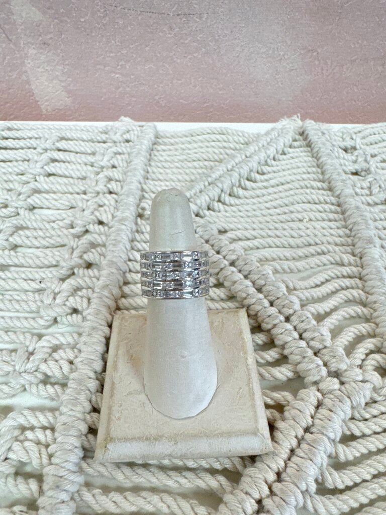 Sterling and CZ 5 Row Band