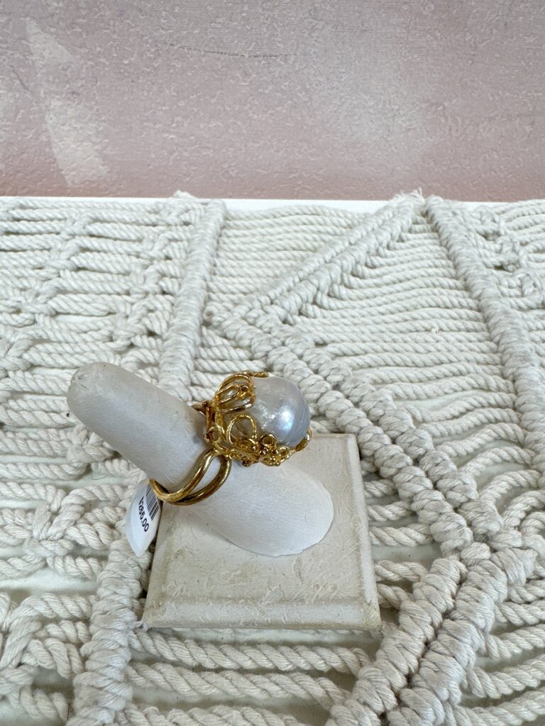 Sterling and Dome Pearl Ring