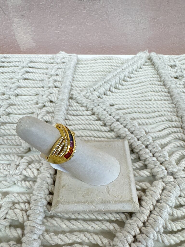 Sterling Semi Precious Rainbow Crossover Band