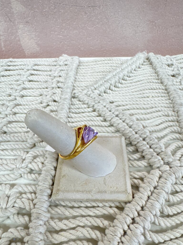 Sterling and Geo Cut Amethyst Ring