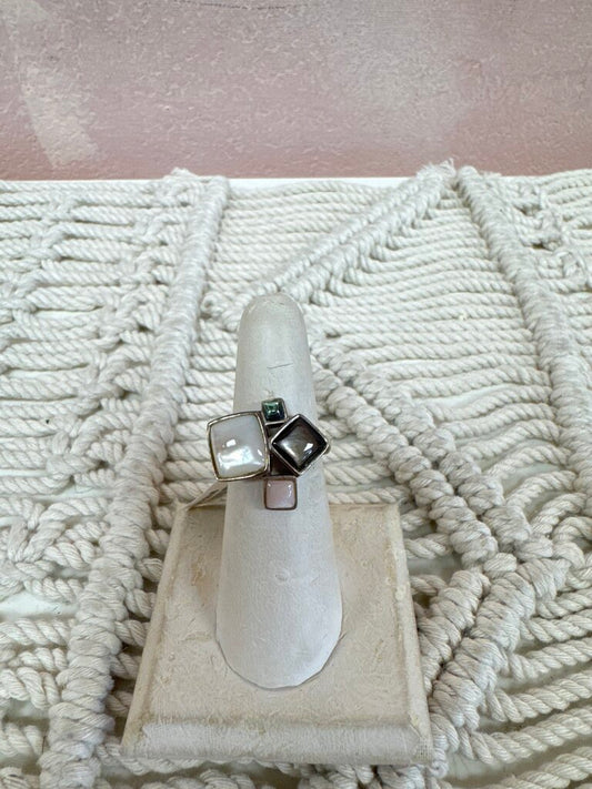 Sterling and Pearlized Stone Ring