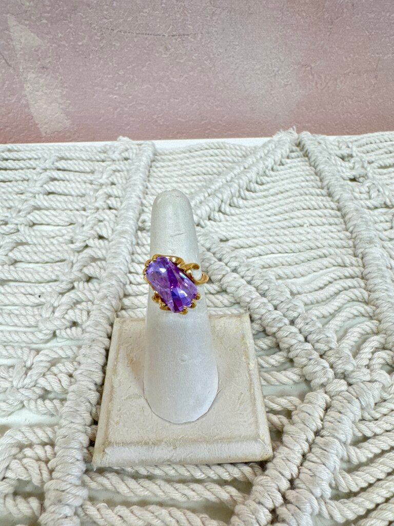 Sterling and Geo Cut Amethyst Ring