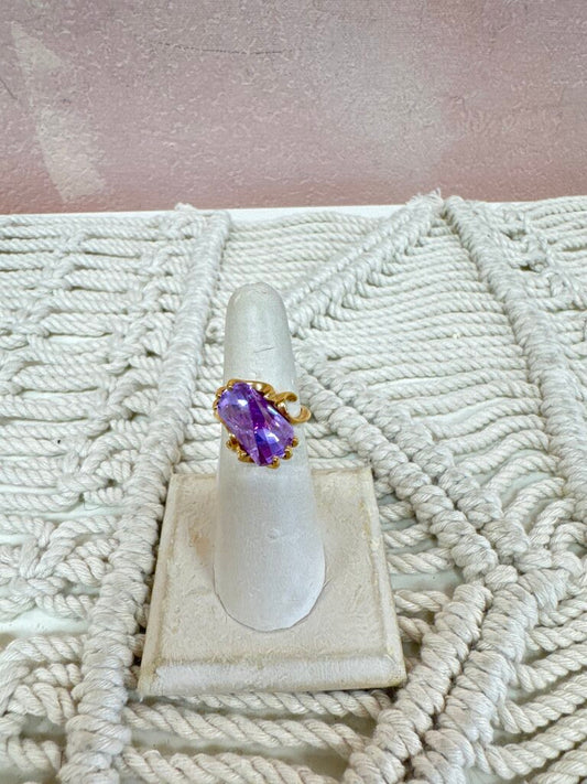 Sterling and Geo Cut Amethyst Ring