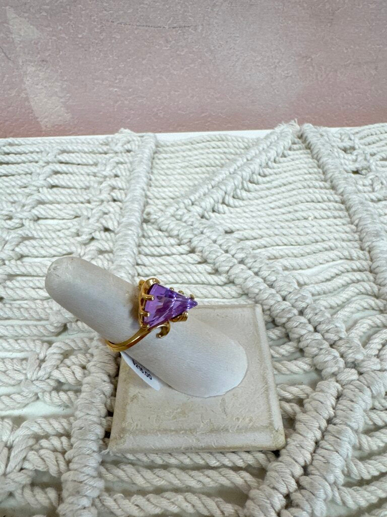 Sterling and Geo Cut Amethyst Ring