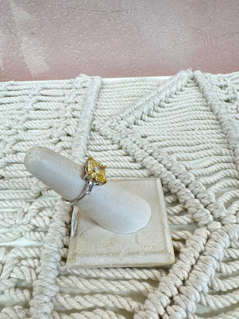 Sterling and Canary Stone Ring