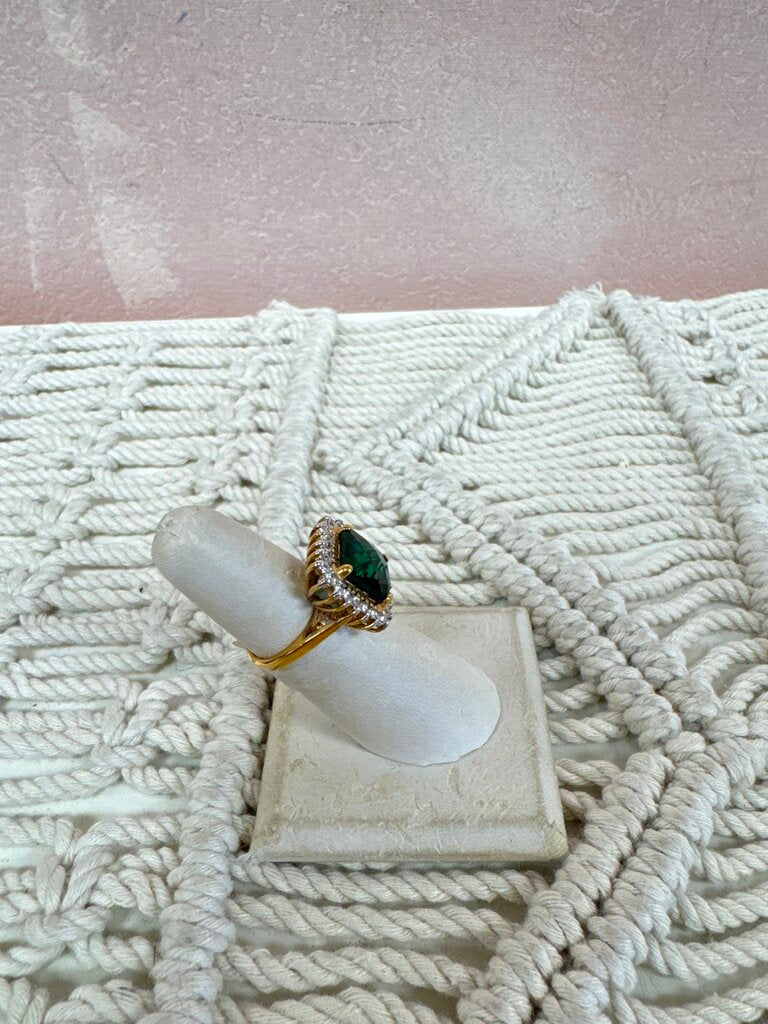 Sterling and Imitaion Emerald Ring